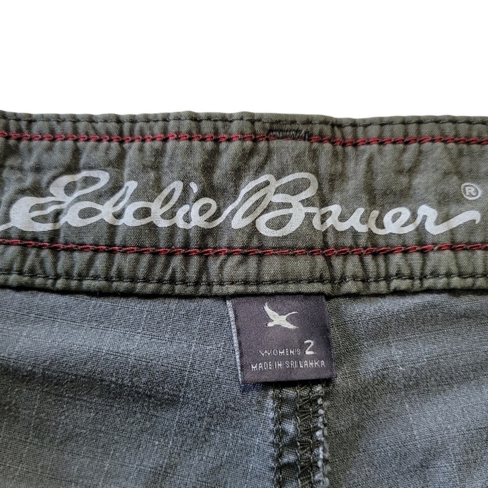 Women's Eddie Bauer Army Green Pants With Elastic Ankles Sz 2 - Picture 6 of 6